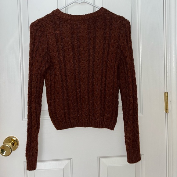 American Eagle XS Brown, Long-Sleeve Crewneck Knit Sweater - Picture 2 of 3